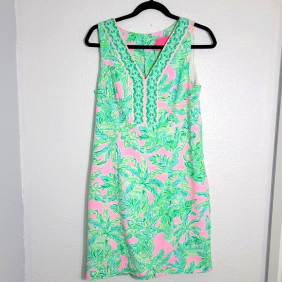 Lilly Pulitzer Dresses & Skirts - Lilly Pulitzer Vivian Stretch Shift Dress Pink Sand Paradise Size 6